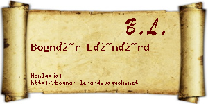 Bognár Lénárd névjegykártya